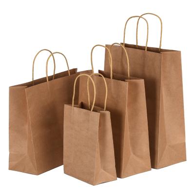 China Biodegradable Printed White Brown Paper Bag Deli Kraft Gift Bags With Handles for sale