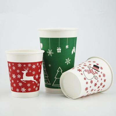 China Recyclable Top Design Disposable Paper Cup Printing Christmas Coffee Paper Cups for sale