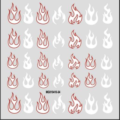 China Fashionable Latest MG Nail Art Stickers Fire Nail Art Stickers Flame Decals 3D Nail Art Supplies for sale