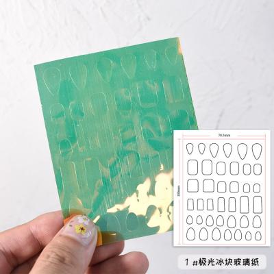 China Irregular Aurora Candy Glass Paper Nail Art Fashion Colorful Laser Cellophane 3 Colors Nail Sticker for sale