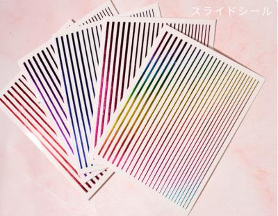 China Fashionable Wholesale Nail Art Sticker Gradient Stripe Laser Waterproof Nail Sticker For Nail Decoration for sale