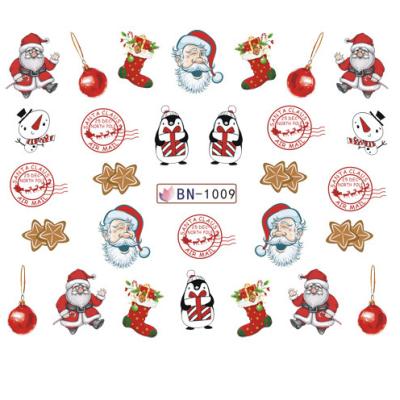 China Trendy Christmas Nail Art Sticker Water Transfer Gift Snowman Bell Nail Accessories for sale