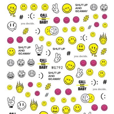 China Cute Smiley Love Heart Nail Stickers Decals 3D Nail Stickers Trendy Art Supplies Sun Flower Nail for sale