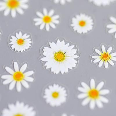 China Hot Sale TS-467 Fashionable Summer Nail Sticker 5D Sunflower Daisy Prosperous Flower Series Nail Sticker for sale