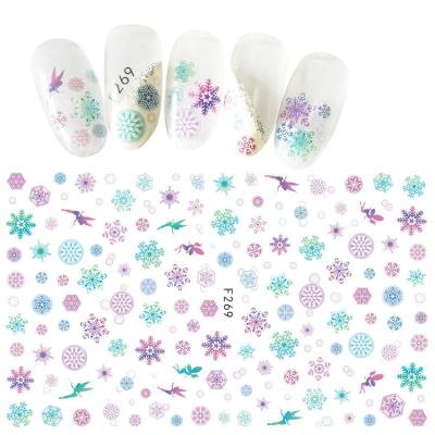 China Fashionable Snowflake 3D Nail Art Decals Manicure Applique Nail Stickers F261-266 For Nail Decoration for sale