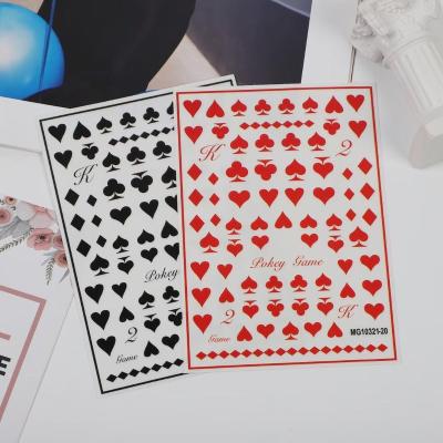 China Trendy Nail Art Stickers Decals 3D Poker Nail Art Supplies Playing Cards Designer Nail Sticker for sale