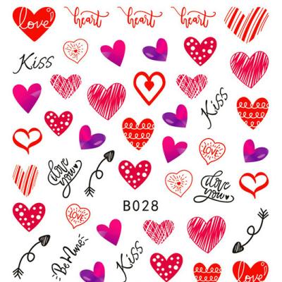 China 12 Sheets Valentine's Day Fashion Nail Art Stickers Self-Adhesive Decoration Nail Art Stickers Decals Heart Roses For Dating Women Girls for sale