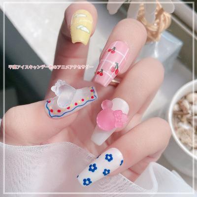 China 20 Pcs Resin Nails Art Candy Color Cartoon Jewelry Love Lollipop Mickey Mouse Bow Resin Nail Decoration Diamond Small for sale