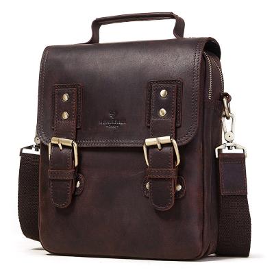 China Vintage PORTABLE Crazy Horse Leather Handbag Men Genuine Leather Shoulder Bag for sale