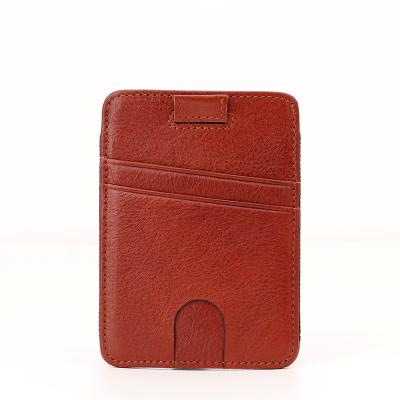 China Fashion With Elastic Band Mini Wallet Mini Wallet Combine Tab Slim Genuine Leather Wallet Pull for sale