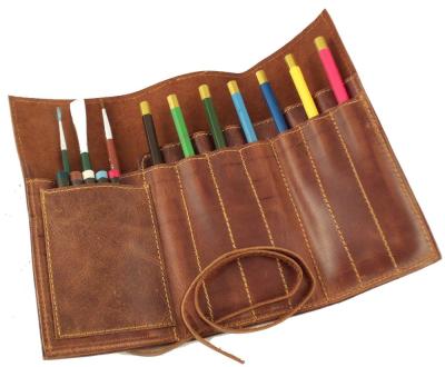 China Recyclable Hot Sale Genuine Leather Pencil Roll - Pen & Pencil Case Genuine Leather Pen Holder for sale