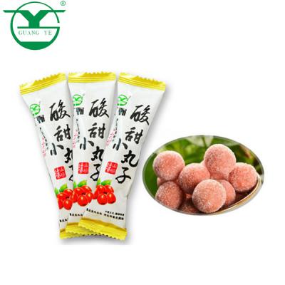 China Low Fat Hawthorn Berry Candy Ball Chip Sugar Coated Jelly Snacks for sale