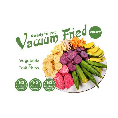 China VF Low Fat Vacuum Fried Vegetable and Fruit Chips Okra Sweet Potato Mushroom Chip Dehydrated Mixed Fruit Vegetable Chip Crispy Snack for sale