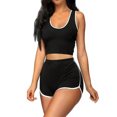 China 2022 Hot Sale Women Breathable 2 Pieces Outfits Sexy Short Summer Active Tracksuit Sets for sale