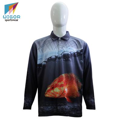 China Antibacterial UV Protection Fabric Wholesale Breathable Sublimated UPF 50+ Custom Fishing Tank Top for sale