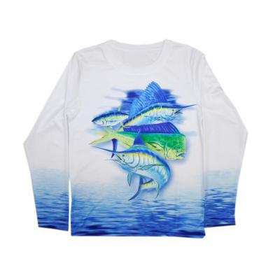 China Antibacterial Full Sublimation Printing 100% Polyester UPF 50+ Outdoor Wear Mens Performance Shirts For Fishing for sale