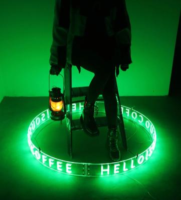 China Hanging Decoration Green Led Neon Signs Round Led Lights For Bar Decoration 12v Led Flexible Silicone Tubes Safe Neon Sign for sale