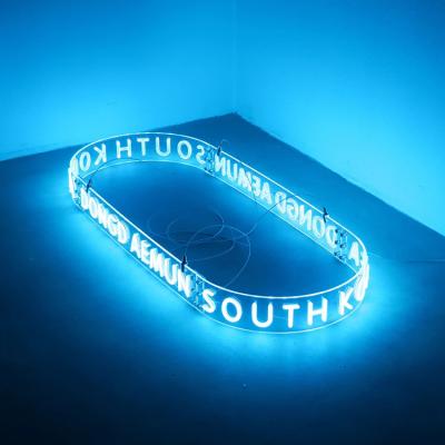 China Decoration Hot Sale New Sign Ice Blue Acrylic Folded Design Led Neon Lights Round Led Neon Signs For Home Decoration for sale