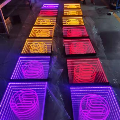 China Factory price luminous dance floor led 3d infinity led infinity magic 3d mirror led illusion neon mirror for sale