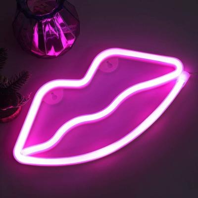 China Outdoor Advertising Wall Decoration Mini Waterproof Led Christmas Lips Decorative Neon Light for sale