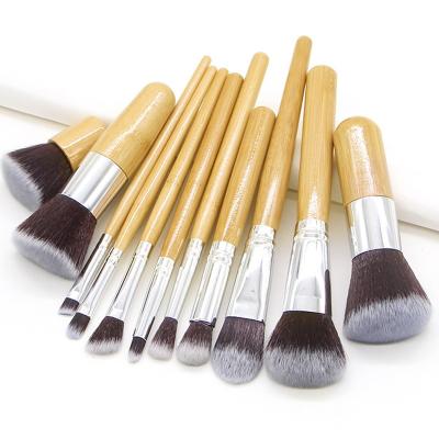 China Angular Blush New Style Customized Logo Natural Bamboo Handle Artificial Fiber Luxury Makeup Brushes Bamboo Makeup On Face for sale