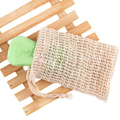 China Natural 100% Cotton Ramie Cotton Mesh Soap Bag Drawstring Mesh Bags for sale