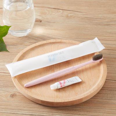 China Wholesale Disposable Stem Disposable Hospital Wheat Toothbrush Set Disposable Toothbrush for sale