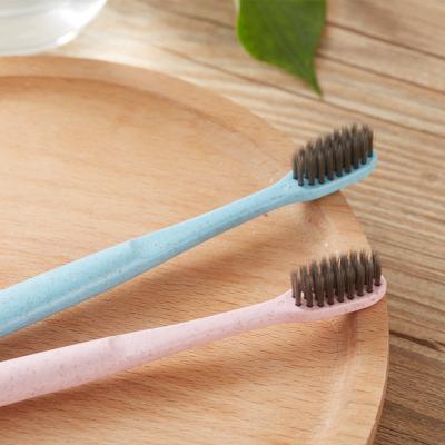 China Wholesale Cheap Disposable Wheat Stem Toothbrush Disposable Toothbrush Set For Hotel Travel for sale