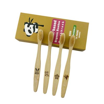 China Custom Kid Biodegradable Biodegradable Logo Bamboo Toothbrush Custom-made Bamboo Toothbrush Logo Cartoon Pattern Toothbrush Bamboo for sale