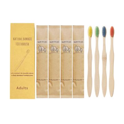 China Brand New Biodegradable Packaging Teeth Cleansing Independent Biodegradable Wave Bamboo Handle Bamboo Bristle Fiber Toothbrush Logo for sale