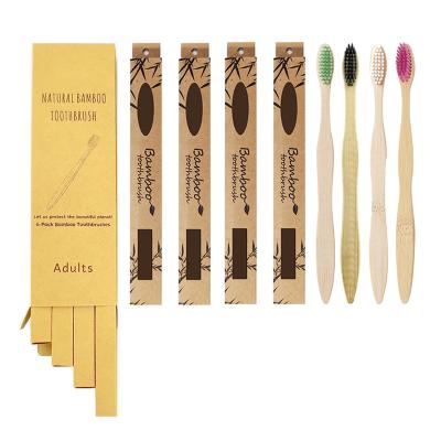 China Brand New Biodegradable Packaging Logo Multiple Colors Bamboo Fiber Independent Customized Stiffen Wave Handle Bamboo Toothbrush Charcoal for sale