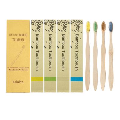 China Biodegradable Brand New Packaging Customized Logo Multiple Colors Soft Bristles Teeth Cleaning Wave Handle Toothbrush Bamboo for sale