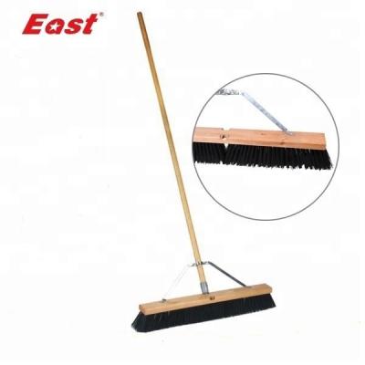 China Wholesale Wooden Handle Dust Push Broom Wooden Stick Industrial Floor Cleaning Brushes for sale