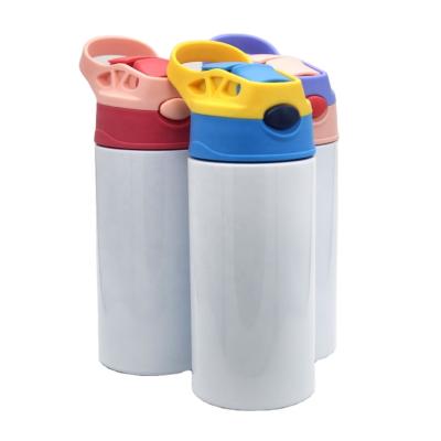 China Viable Stainless Steel Vacuum Kid Bounce Portable Bottle Straw Back To School Double Lid Water Bottle 304 Thermoses Wall Kids for sale