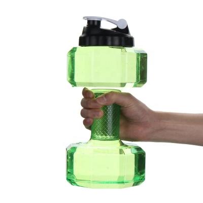 China New Product 2200ML Barbell Shape Sustainable Water Bottle Food Grade PETG Exercising Eco-friendly Giant Barbell Water Bottle for sale