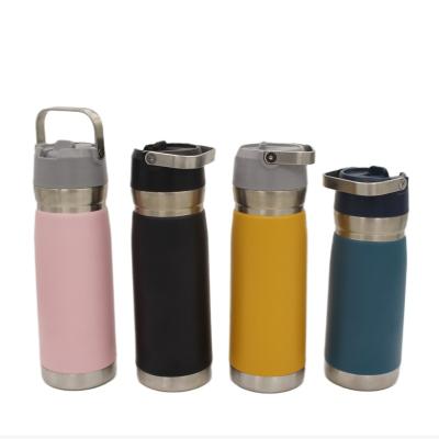 China 500ml Stainless Steel Vacuum Flask PORTABLE Custom Logo Insulated Black Water Bottle Top Outer Vacuum Flask for sale