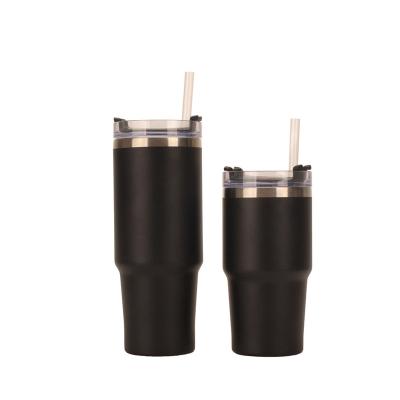 China Hot Sale 680ml /900ml PORTABLE Double Wall Stainless Steel Tumbler Mug With Screw Lid With Straw for sale