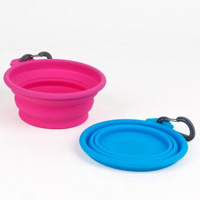 China Sustainable Muti-color Easy To Clean Collapsible Collapsible Silica Gel Pet Bowl Cat Food Water Feeder for sale