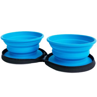 China Multifunctional Outdoor Collapsible Food Bowl Foldable Travel Silicone Pet Food Bowl Collapsible Travel Dog Bowl for sale