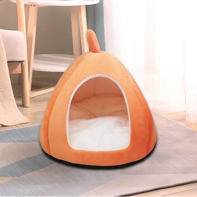 China Breathable Kitten Cave 2-in-1 Kitty Bed /cat Hut / Covered Cat Bed Caves With Removable Pillow Pet Igloo Washable Cushioned Indoor Dog Beds for sale