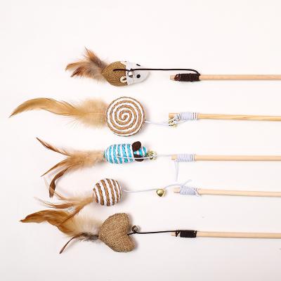 China Cat Rods Hot Sale High Value Viable Teasing Plastic Molar Bite Resistant Bells Cat Interactive Toys Dreamy Feather Cat Stick Funny for sale