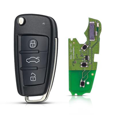 China For Au-Di Keys A6L and Q7 Flip Remote Key 3 Buttons 315/433MHz 8E Transponder CG-Audi for sale