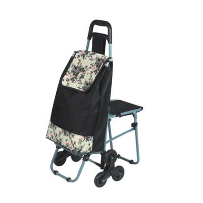 China Unveiling Shopping Trolley With Seat And Stair Climbing Shopping Bag Trolley For Promotion for sale