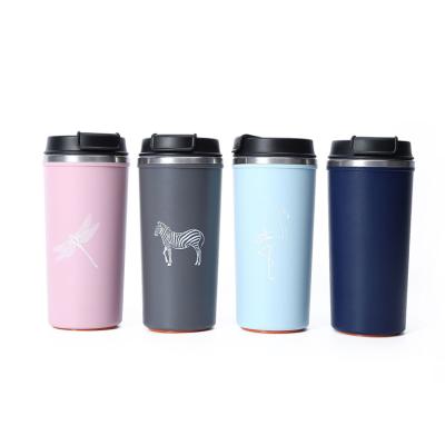 China Custom Printed Non Drip Stainless Steel Suction Cup 350ml 500ml Coffee Milk Mugs Drinking Tumbler Sustainable for sale