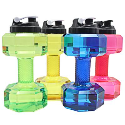 China Viable Promotional Products Kit Printing Service For Plastic Dumbbell Water Bottle Kettle For Sport for sale