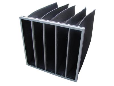 China Customized galvanized steel / aluminium Frame active carbon pocket air filter, V bank filter for sale