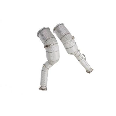 China Stainless Steel With Heat Shield Downpipe Exhaust Diverse Downpipe For Audi C8 S6 S7 2.9T Catted Downpipe for sale