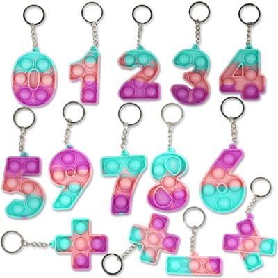 China Simple Dimple Decompression Finger Toy Christmas Number Push Bubble Pusher Bumpy Person Toys Silicone Keychains 0-9 Popular Number Keychain Y0090 for sale