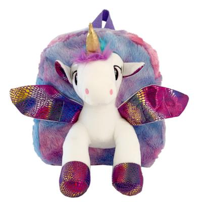 China Daily Life Girl Unicorn Plush Backpack Cute Children Mini Kid Toy Doll Cartoon Zipper Schoolbag Y0143 for sale