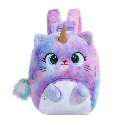 China Daily Life Girl Unicorn Plush Backpack Cute Children Mini Kid Toy Doll Cartoon Zipper Schoolbag Y0145 for sale